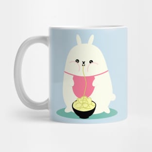 Fat bunny eating noodles Mug